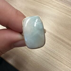 Natural Large Larimar Ring Sterling Silver Ring, for Women. Silver Ring, size 7